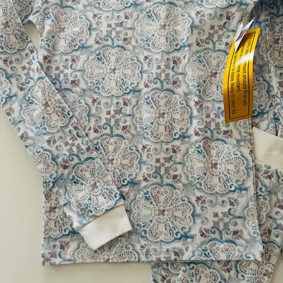 Burt’s Bees Kids Girls 10 Blue White Floral Pajama Set Organic Cotton NWT - Picture 2 of 7